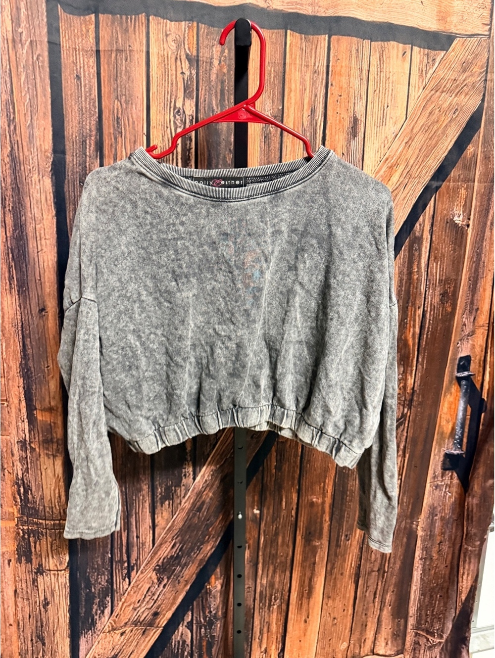 Polly & Esther Gray Cropped Long Sleeve Sweatshirt